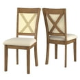 thumbnail image 2 of Weston Home Pulukan Cane x-Back Dining Chair (Set of 2), Oak Finish, Beige Linen, 2 of 10