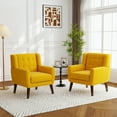 thumbnail image 6 of UIXE Accent Chair Set of 2 Linen Fabric Armchair for Living Room Tufted Armrest Reading Seat, Yellow, 6 of 7