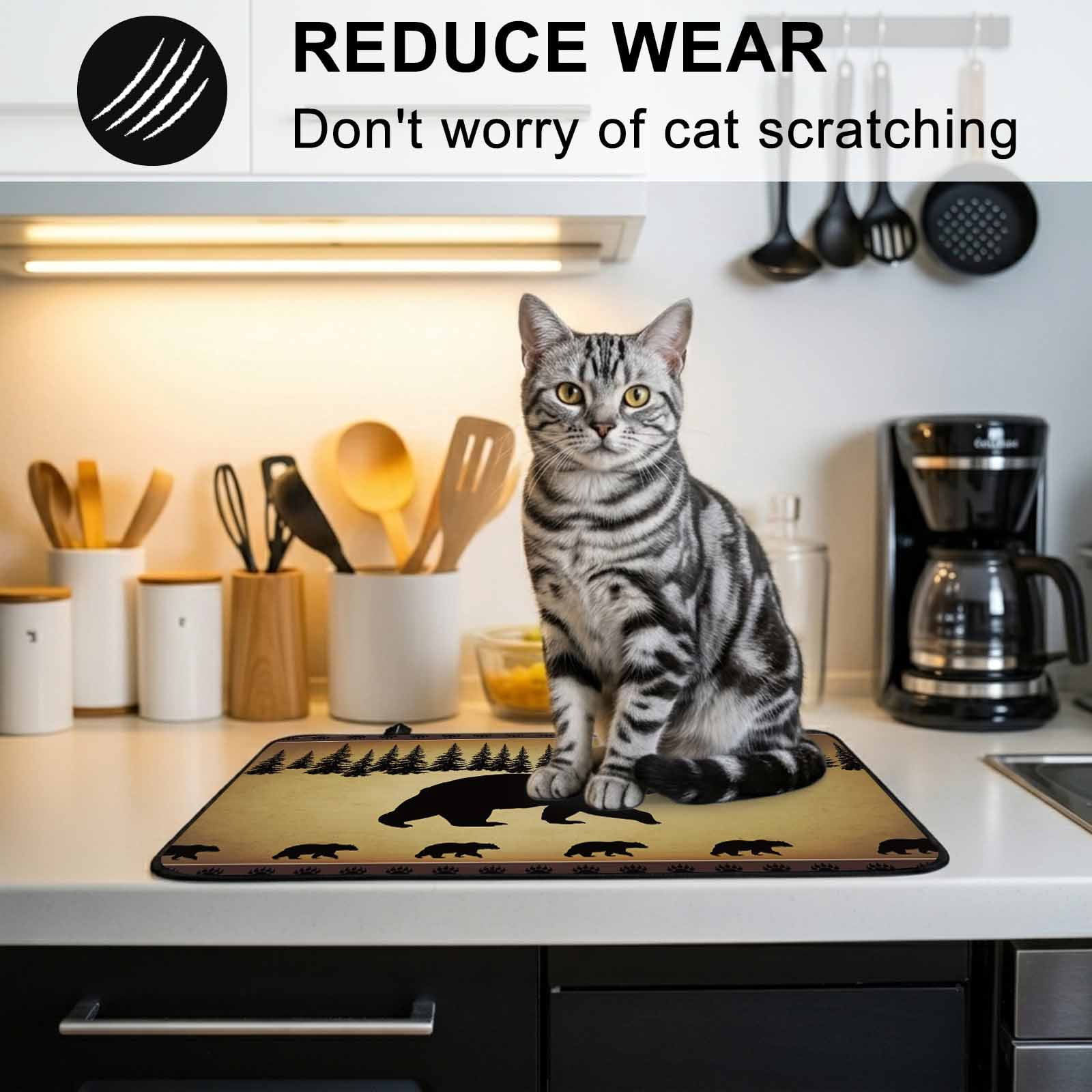 Black Bear Stove Top Cover for Electric Stove, Heat-proof & Non Slip Glass Top Stove Cover Protector, Vintage Animals Farmhouse Pine Brown Forest Kitchen Flat Cooktop Rubber Mat 24x21 Inches
