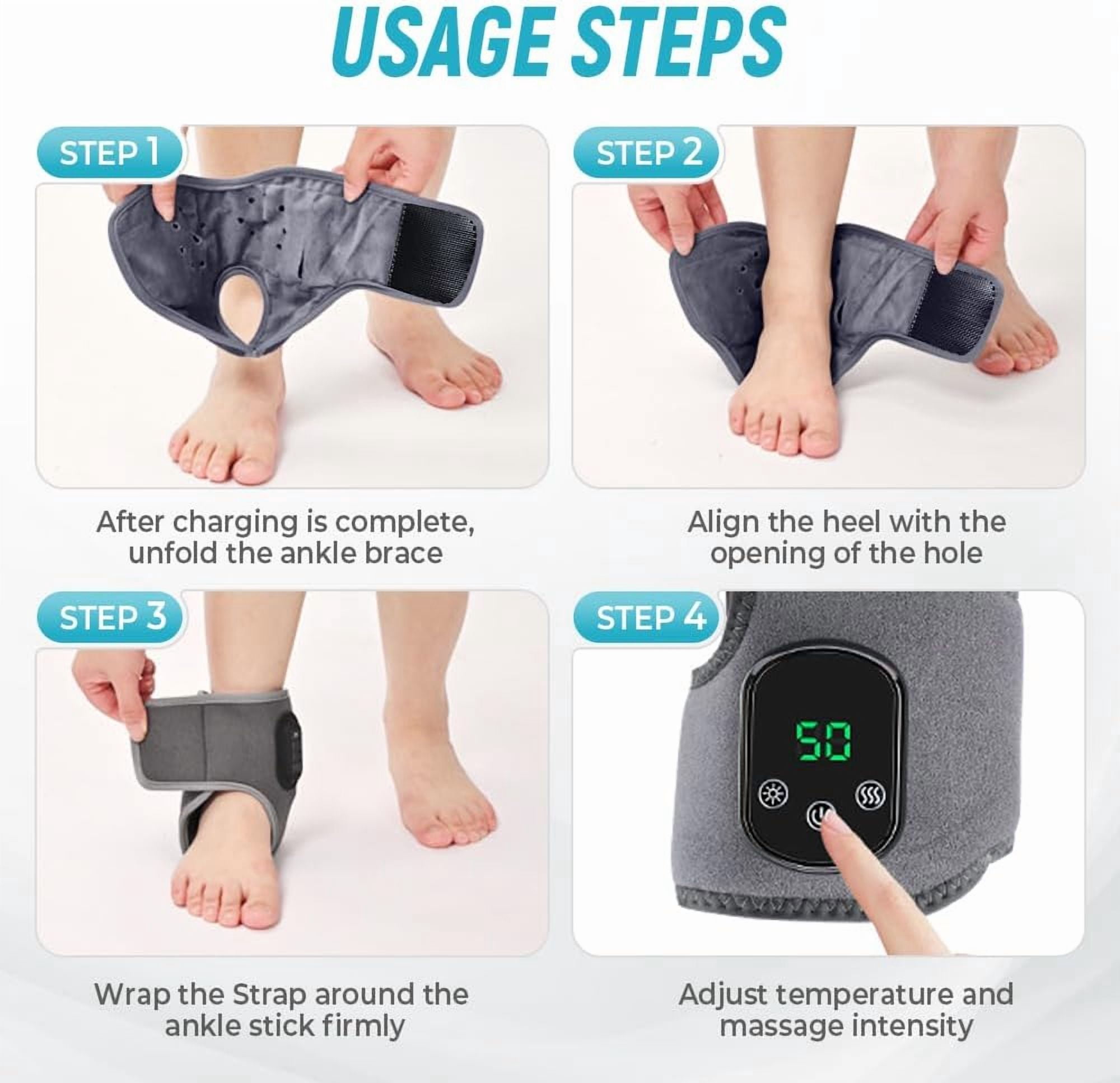 3-in-1 Foot Massager, 2025 New Wireless Triple Method Massager, Heated Feet Wrap with 3 Vibration Modes 5 Heat Levels for Neuropathy Home Office Travel