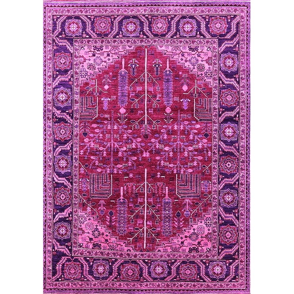 Ahgly Company Indoor Rectangle Oriental Pink Industrial Area Rugs, 6' x 9'