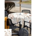 thumbnail image 5 of Outdoor Tablecloths with Umbrella Hole & Zipper, Brown Red Spring Floral 54x54 Inch Square Tablecloths, Summer Flowers Botanical Elegant Waterproof Table Cloth, Patio/Pool/Picnic Table Covers, 5 of 8