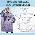 thumbnail image 4 of Oversized Wearable Blanket Hoodie,Purple Butterfly Flower Pattern Sherpa Blanket Hoodie with Super Pockets,Super Warm Fuzzy Pullover for Women & Men, 4 of 6
