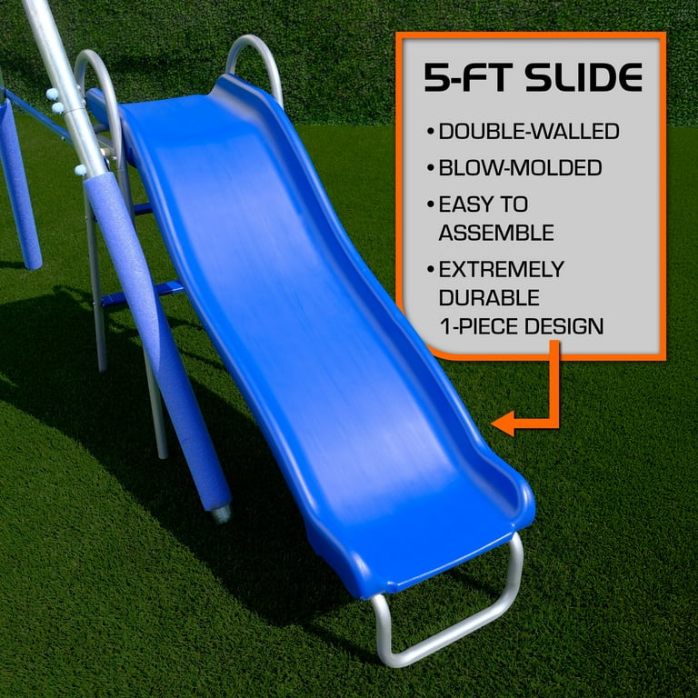 TSC Hermosa Outdoor Galvanized Metal Swing Set for Kids 3-8 with 2