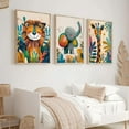 thumbnail image 2 of Safari Animal Nursery Canvas Wall Art Cute Watercolor Elephant Giraffe Lion Pictures Wall Decor Colorful Jungle Animals Posters Painting Prints for Kids Room Baby Boys(only canvas), 2 of 6