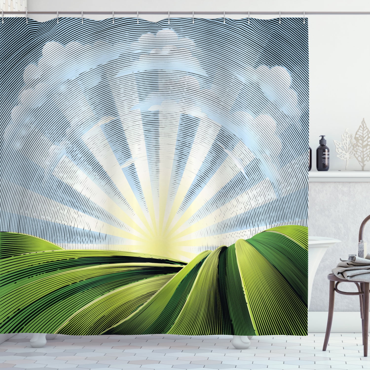 Details about / Psychedelic Coconut Island Sunrise Shower Curtain Bathroom Decor Fabric /& 71in