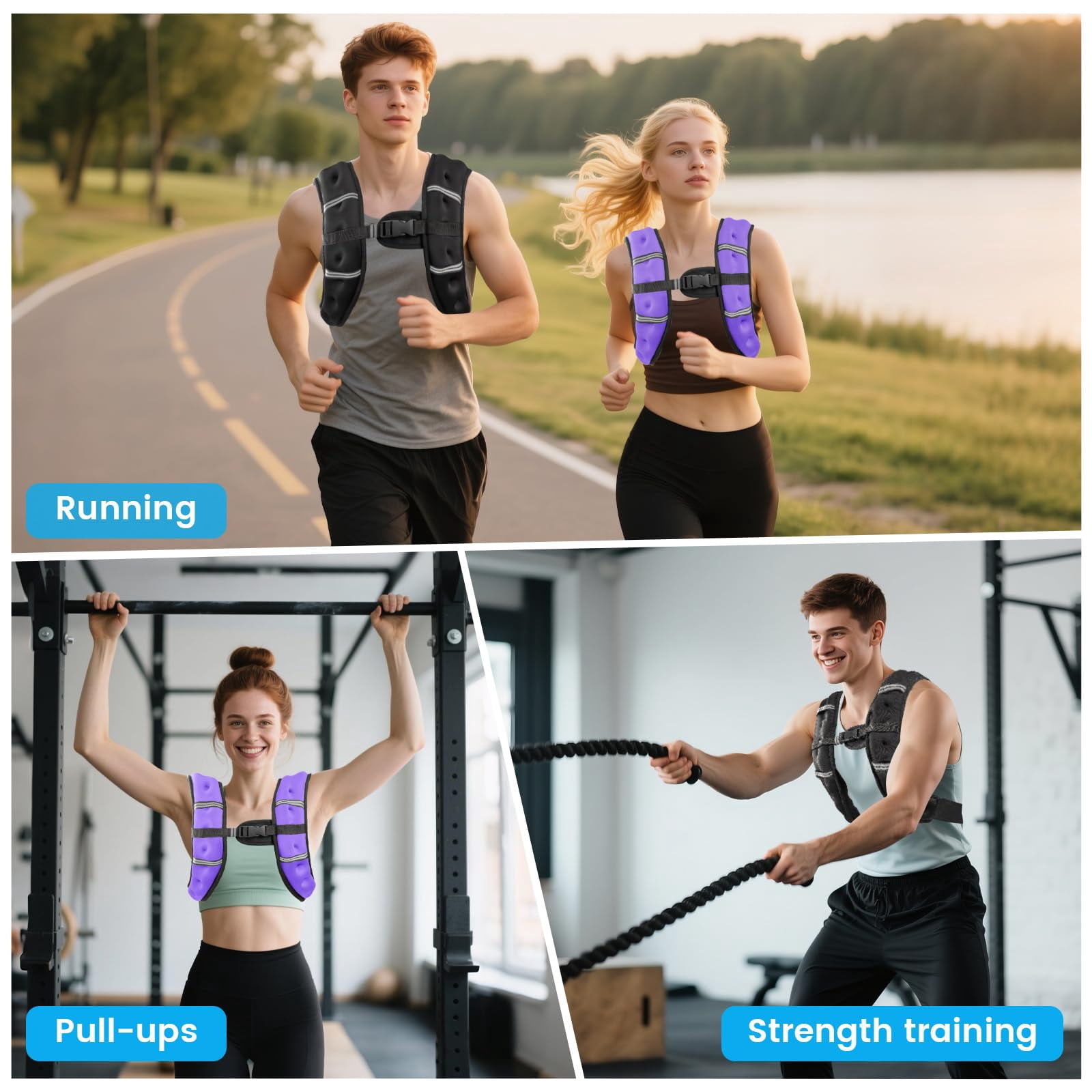 Purple 8LB Weighted Vest for Men and Women Workout Fitness