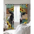 thumbnail image 4 of Sunflower Cow Blackout Curtains for Bedroom Living Room Darkening Curtains 90 Inch Rustic Teal Brown Farmhouse Wood Grain Black Out Window Curtain Privacy Window Treatment Grommet Drapes 52"x90"x2, 4 of 9