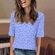 thumbnail image 1 of Fiudx Camisas de Mujer Camiseta de Manga Corta con Cuello En V Estampada Informal a La Moda para Mujer, 1 of 4