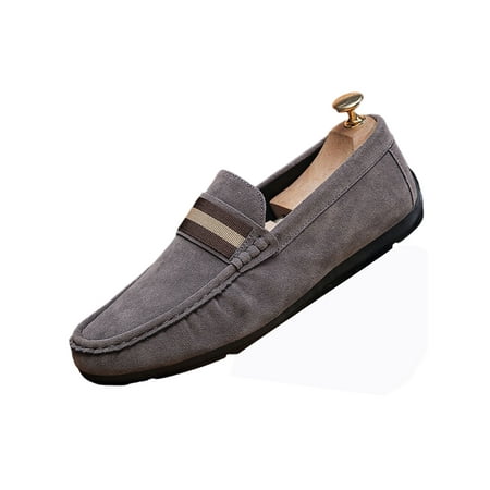 

Ymiytan Mens Loafers Classic Flats Slip On Casual Shoes Party Penny Loafer Non-Slip Comfort Boat Shoe Gray 8