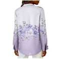 thumbnail image 5 of YUGYXL Women's Button Down Shirts Long Sleeve Trendy Printed Blouses Casual Loose Lapel Collar Tops Fall Fashion Outfit Purple Sweatshirt XXXL, 5 of 6