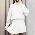 thumbnail image 4 of HAiming 2 Piece Sets for Women Long Sleeve Trutleneck Pullover Sweater Top Knitted Mini Skirt Cute Outfit, 4 of 8