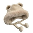 thumbnail image 5 of Mosey Women Plush Hat with Cute Bear Ears Soft Fuzzy Warm Thick Lace-up Windproof Strap Autumn Winter Outdoor Cycling Girls Ear Protection Cap Gift Choice, 5 of 8