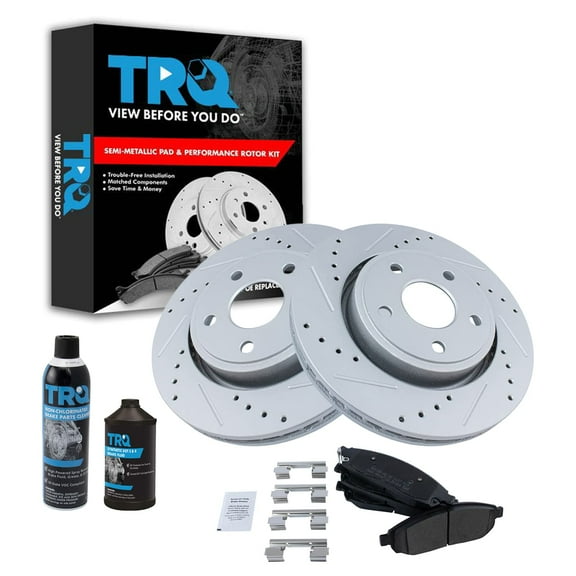 TRQ Front Metallic Brake Pad Coated Rotor Kit w/Chemicals for Jeep BKA15660