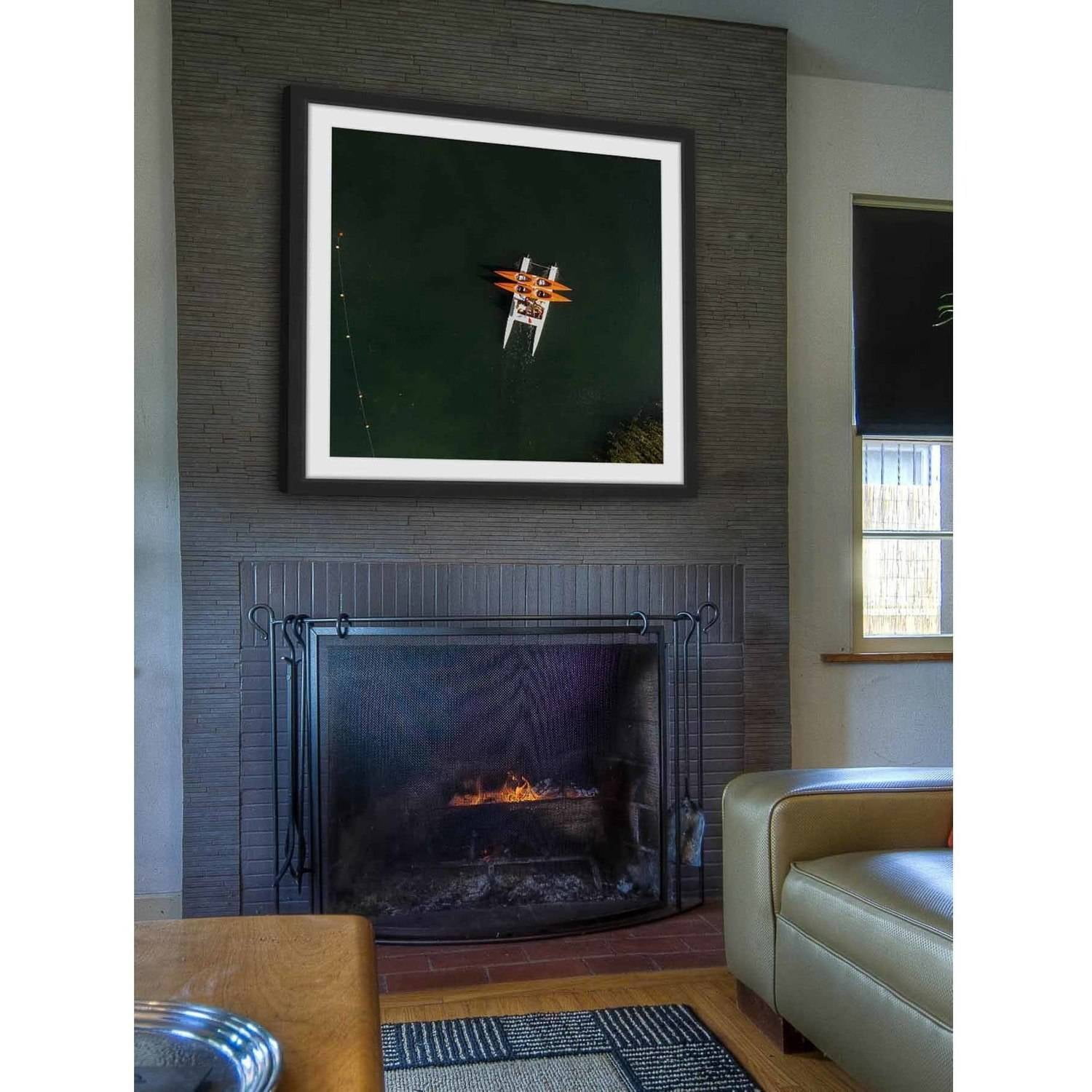 Marmont Hill "Orange Kayaks" By Karolis Janulis Framed Painting Art Print, 12.0" x 1.5"
