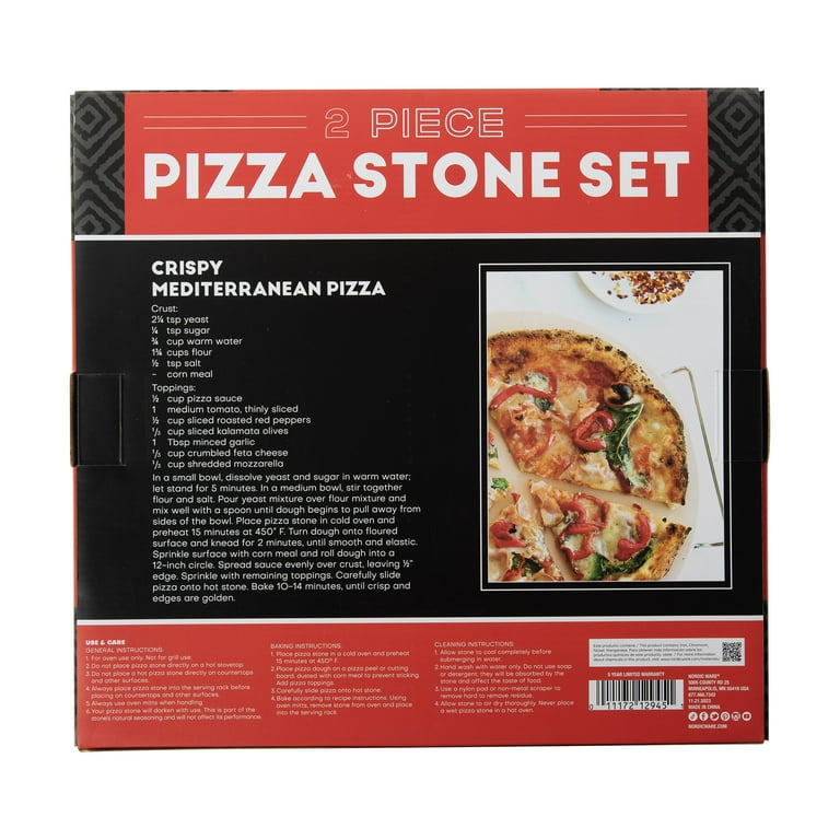 Nordic Ware 2 Piece Ceramic Pizza Stone with Steel Holder