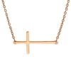 Sideways Cross Necklace Pendant Rose Gold Plated .925 Sterling Silver