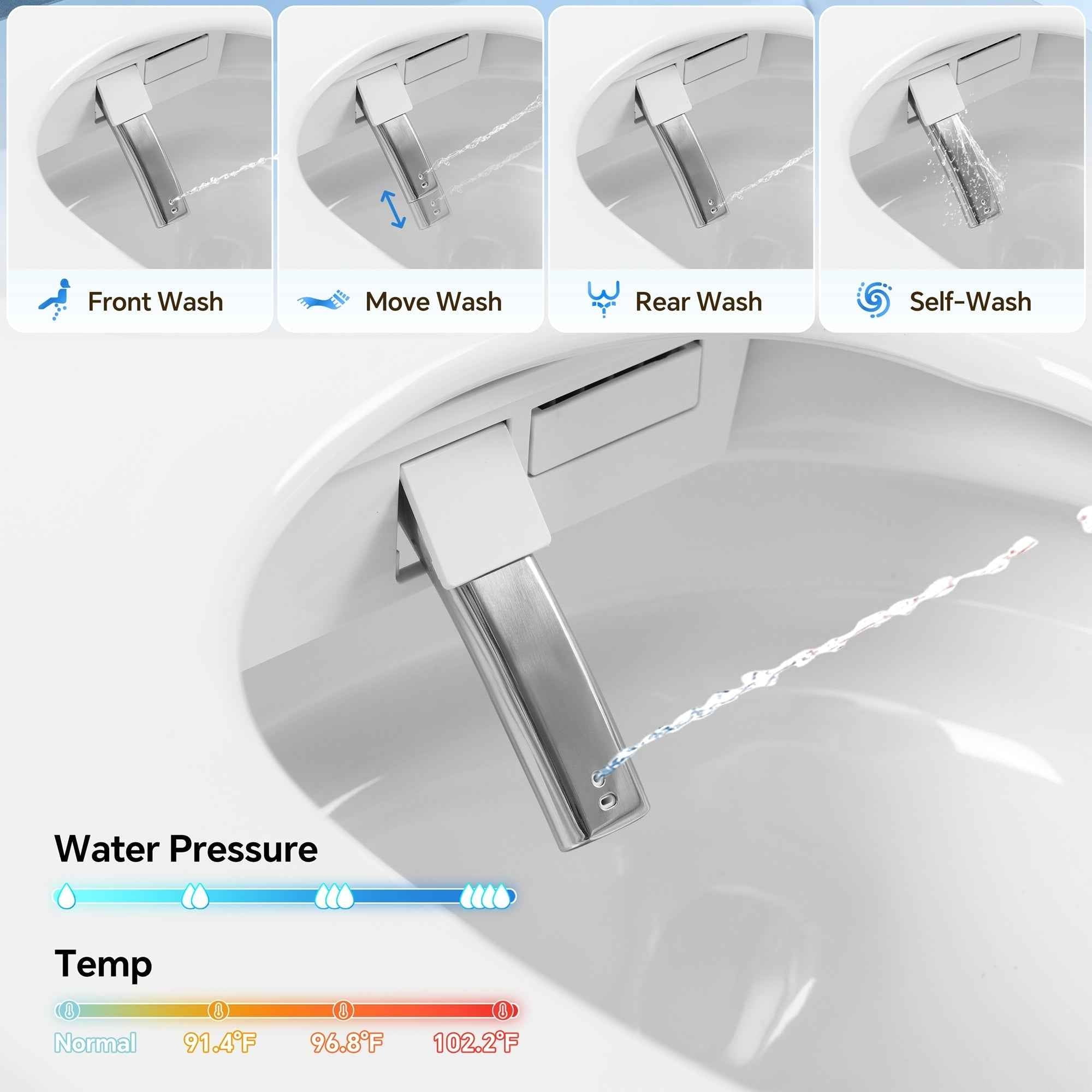 ADA Height Smart Bidet Toilet with Heated Seat, Auto Flush, Warm Air Dryer, and Multiple Wash Modes