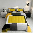thumbnail image 2 of Manfei Abstract Geometric Queen Comforter Set, Yellow Gray Black WhiteSquare Comforter Sets Queen, Black Reversible 3-Piece, 1 Comforter and 2 Pillowcases, 2 of 6
