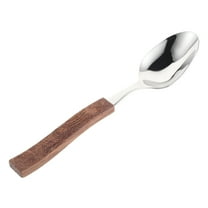 Hemoton Wooden Handle Stainless Steel Spoon Kitchen Serving Spoon Banquet Serving Utensil Foods Serving Scoop Serving Utensil Stainless Steel Spoon
