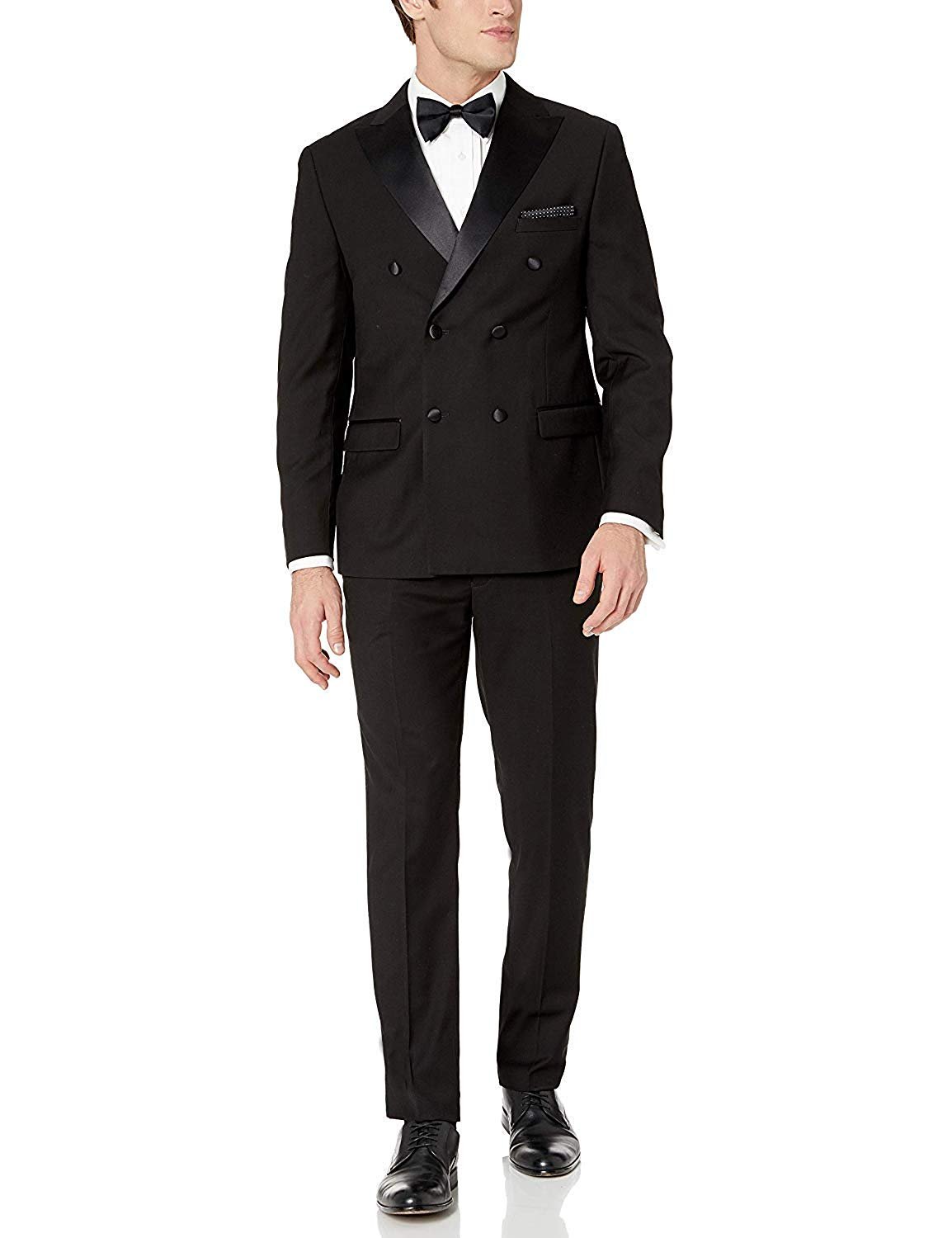 Adam Baker Men's 91003 Regular Fit 2-Piece Double Breasted Shawl Collar Tuxedo - Black - 38S - image 1 of 5