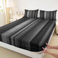 thumbnail image 3 of Homewish Laser Line Queen Sheet Sets,Modern Geometric Artwork Flat Sheet,Gradient Gray Black Queen Fitted Sheet For Men Women,Microfiber Bedroom Decor,4 Pieces, 3 of 7