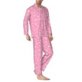 thumbnail image 2 of Cauagu Snowflake pink backgrounds Print Men's Long-Sleeve Pajama Set,Soft Button-Front 2Pjs for Men Long Sleeve Men’s Sleepwear-Medium, 2 of 7