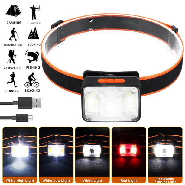 Linterna Frontal Recargable Por Usb 60 ° Linterna Frontal Impermeable Con Sensor De Movimiento Linterna Frontal Con 5 Modos De Iluminación Y Batería De 1000 Mah Para Correr Pesca Ciclismo Senderismo Muyoka Hogar
