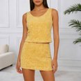 thumbnail image 2 of Woman Sparkly Sequin Two Piece Skirt Outfits Summer Sleeveless Cami Crop Top S`exy Bodycon Mini Skirt Sets, 2 of 7