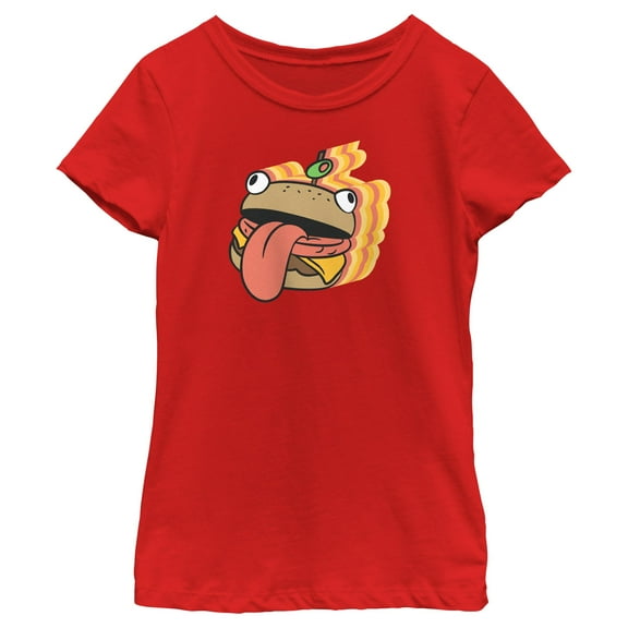 Girl's Fortnite Durr Burger Sticker Graphic Tee Red Large