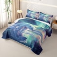 thumbnail image 3 of Castle Fairy Teens Wildlife Aurora Polar Bear Quilt King,Icy Lake Snow Mountain King Coverlet Set,Mint Lavender White, 3 of 7