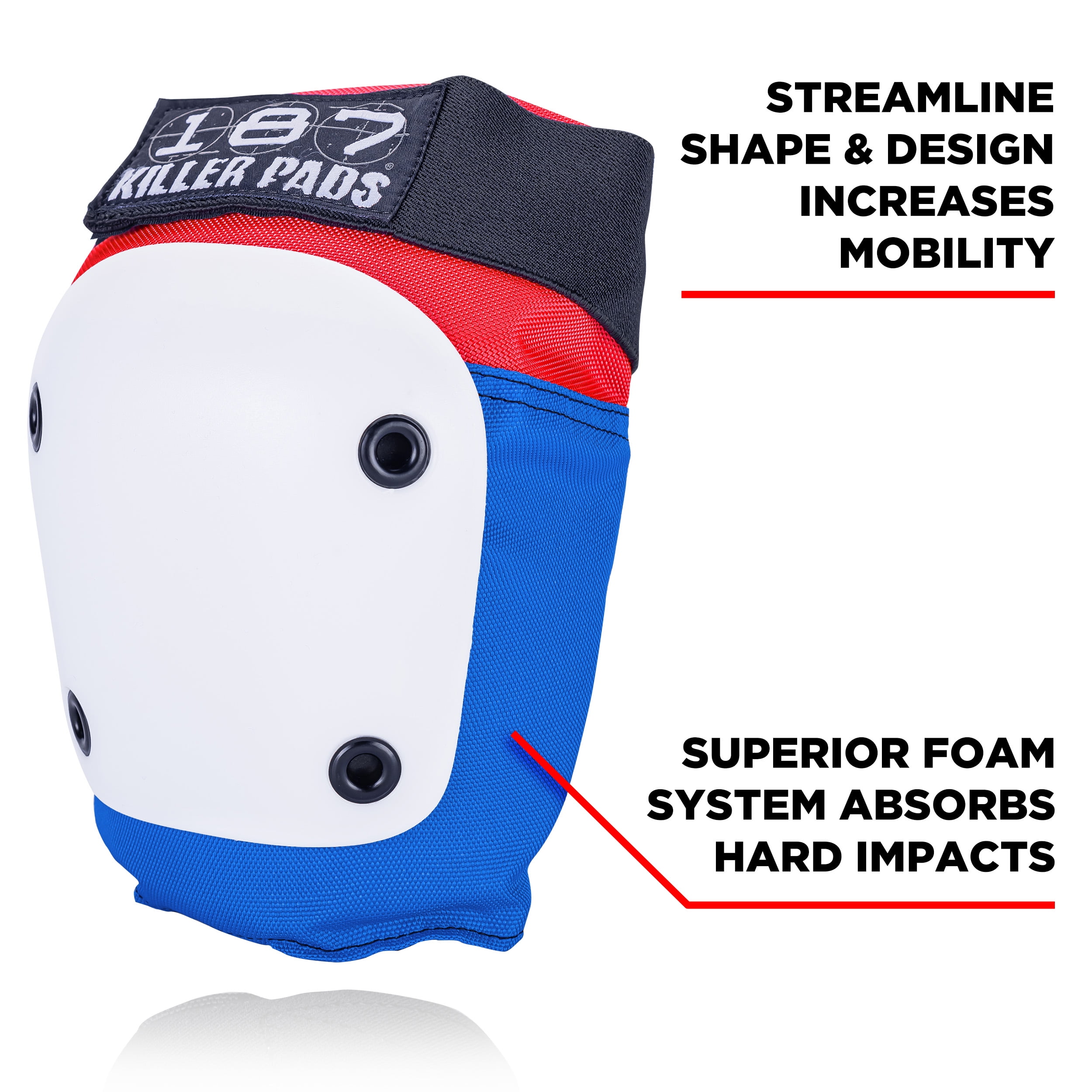 187 Killer Pads Fly Knee Pad, Red / White / Blue, Large - Walmart.com