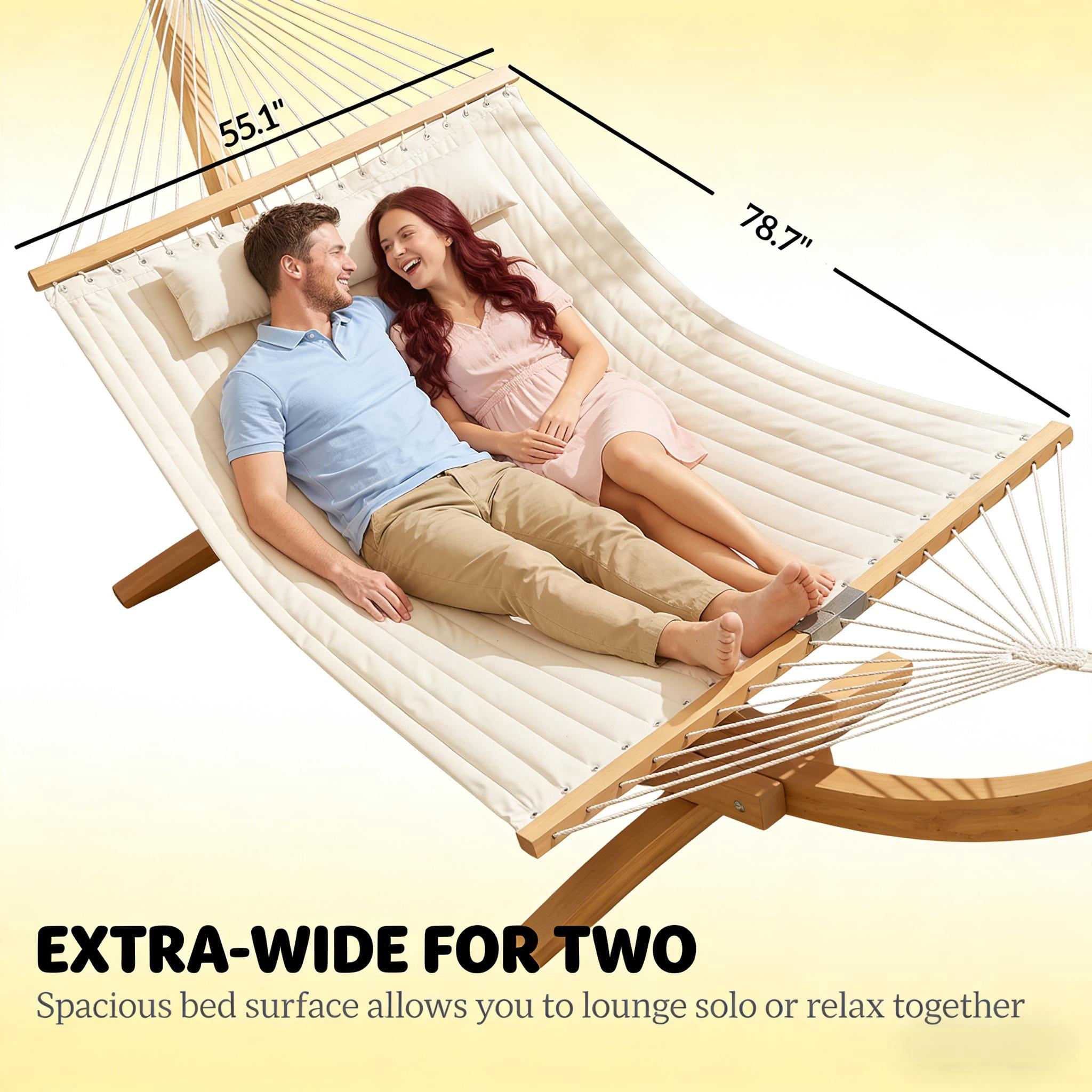 Jopath Double-Person Portable Hammock for Garden,Hammocks Portable Camping 440lb for Porch,Patio,Yard,Bedroom,Outdoor,Beach,Cream White