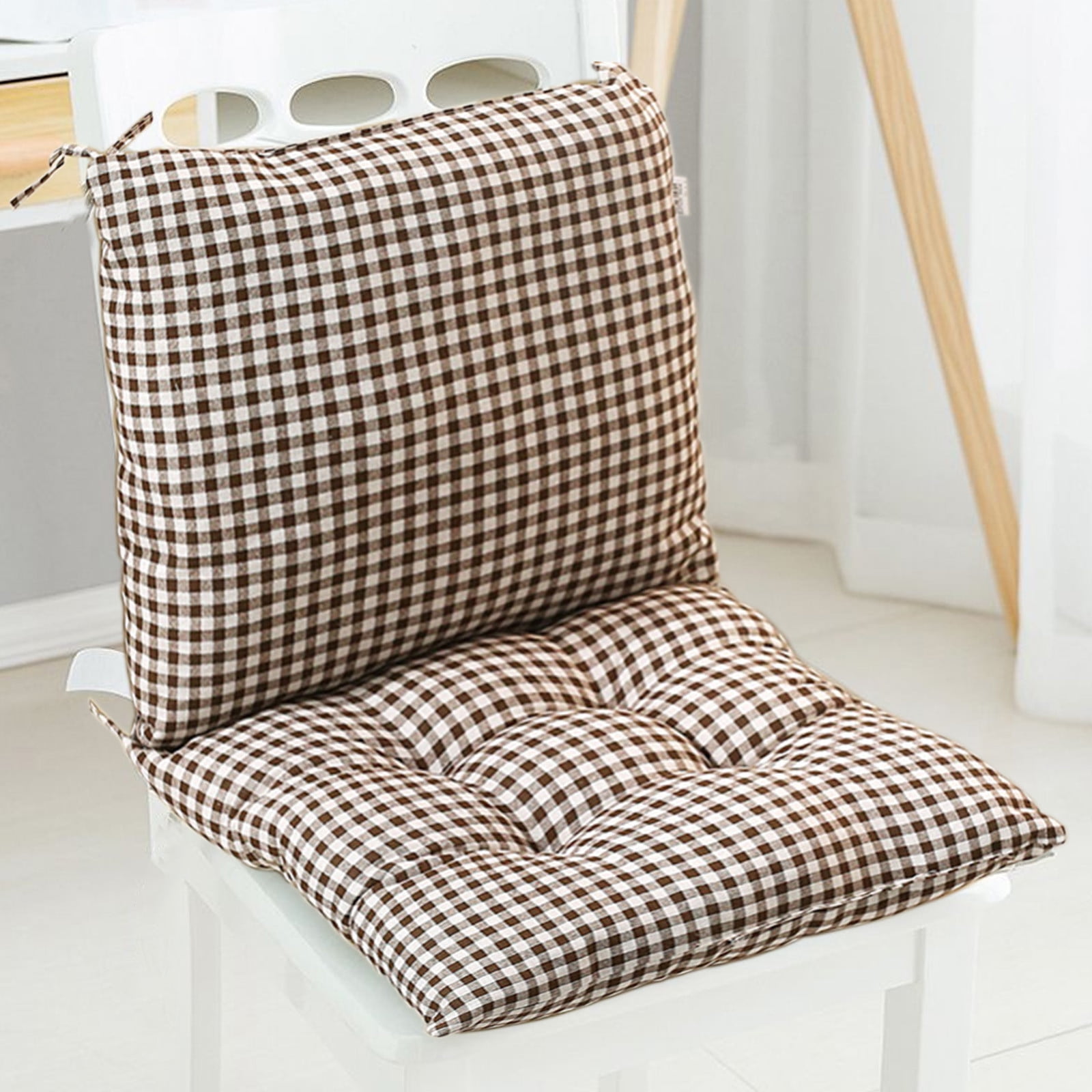 potrochi Outdoor Chair Cushion, Indoor/Outdoor Solid Back 1 Piece Square Corner Chair Cushion with Ties, Deep Seat, Weather, and Fade Resistant, Chair Cushions for Dining Chairs