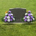 thumbnail image 5 of 2 Bouquets Cemetery Flowers For Grave Memorial 12 Heads Artificial Flowers Cemetery Day Grave Faux Chrysanthemum Arrangements Lasting And Non-Bleed Colors For Headstones Tombstone Decor(White&Purple), 5 of 5