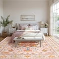 thumbnail image 2 of KoshiMe Washable Area Rug 6'x9', Non-Slip Soft Vintage Distress Floral Rugs for Living Room, Stain Resistant Low Pile Medallion Carpet for Dining Room Office, Light Pink Colorful, 2 of 9
