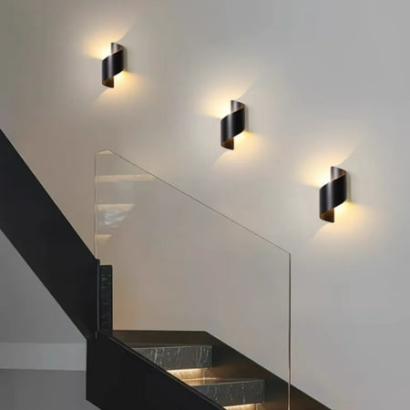 

JUNNGDZ Modern Led Wall Lights Living Room Bedroom Bedside Interior Wall Lamps Foyer Entrance Corridor Black Minimalism Sconce Lamps