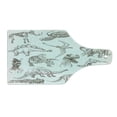 thumbnail image 2 of Jurassic Cutting Board, Arrangement of Various Dinosaurs Illustrations Skeleton Biology Historic, Tempered Glass Cutting and Serving Board, Wine Bottle Shape, Dark Brown White, by Ambesonne, 2 of 5