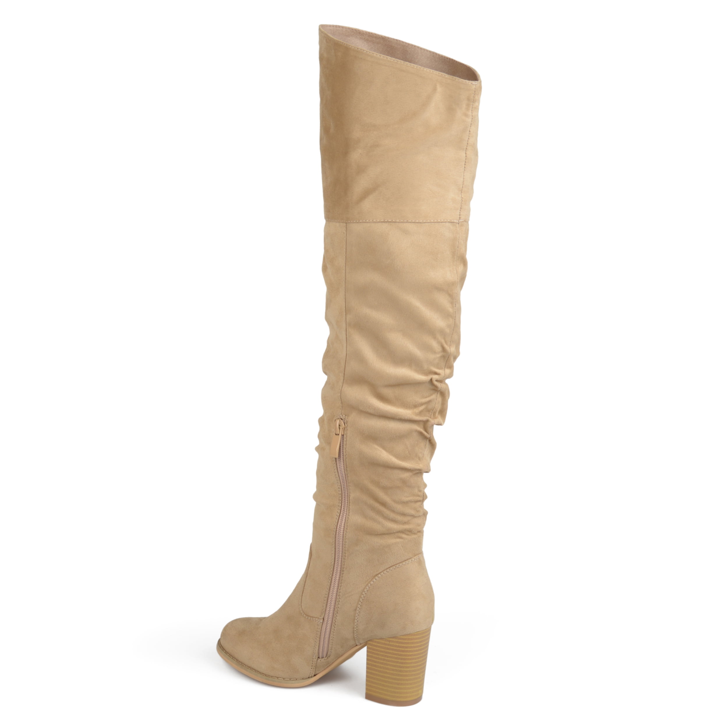 Journee Womens Kaison Extra Wide Calf Stacked Heel Over The Knee Boots