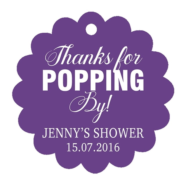 100 PCS Personalized Baby Shower Favors Tags Custom Quote Thank You For Popping By Baby Shower Gift Hang Tags