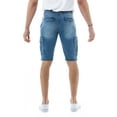 thumbnail image 2 of X RAY Men's Cargo Pockets Elastic Waist Drawstring Shorts Slim Fit Casual Stretch Knee Length Denim Shorts, Med Blue, 2 of 7