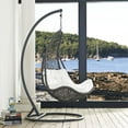 thumbnail image 2 of Modway Chaise Balançoire de Patio Extérieur en Acier Abaté et Rotin Gris/blanc, 2 of 6