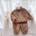 thumbnail image 1 of Traje de otoño e invierno para niños, franela con forro polar, grueso, cálido, elegante, ropa de casa, pijama, traje de dos piezas para niños y niñas, 1 of 6