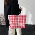thumbnail image 6 of NexTorq Gingham Plaid PVC Tote Bag for Women, Letters Print Handbag Waterproof Plastic Hobo Handbag Summer Tote for Beach, Pool & Ideal Gift, Red, 6 of 7