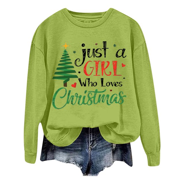 WEAIXIMIUNG Sweat à Capuche pour Femmes Mode de Noël Imprimé Arbre de Noël Lettre Manches Longues Col Rond