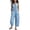 #03Sky Blue, variant on Womens Minimalist Linen Blend Button-up Stand-collar Sleeveless Loose Jumpsuit, V-neck sleeveless casual loose linen jumpsuit Red S