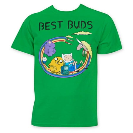 Adventure Time Men's Green Best Buds Tee Shirt (Best Tee Time App)