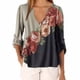 thumbnail image 2 of Blusa Camisa con cuello en V con estampado floral Blusa suelta de manga larga Top de mujer, Gris, XL tholdsy AP002021-12, 2 of 5