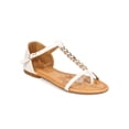 thumbnail image 1 of New Women CHeRISH Sallie-5 Leatherette Chevron T-Strap Thong Flat Sandal Size, 1 of 5