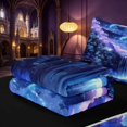 thumbnail image 5 of Homewish Blue Galaxy Zipper Twin Comforter Sets with Fitted Sheet and 2 Pillowcases for Kids Girls, Stars Moon Waterfall Zipper Bedding Set, Black Reversible, 5 of 7